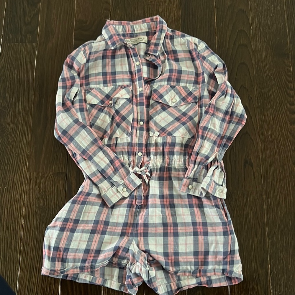Zara Girls plaid cotton jumpsuit